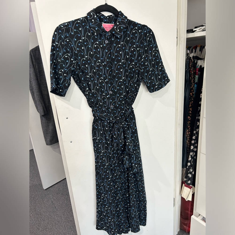Kate Spade short sleeve midi dress with tie belt
